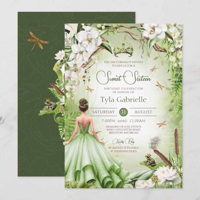 Invitation La Grenouille Prince Fairytale Princesse Sweet six (Devant / Derrière)