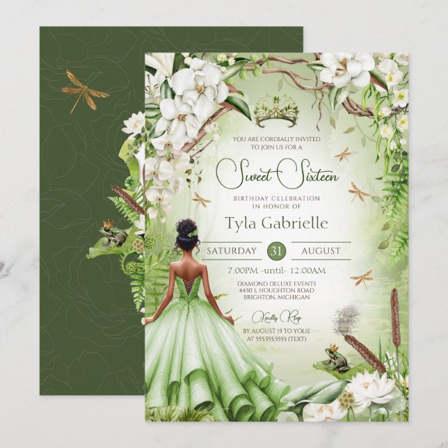 Invitation La Grenouille Prince Fairytale Princesse Sweet six (Devant / Derrière)