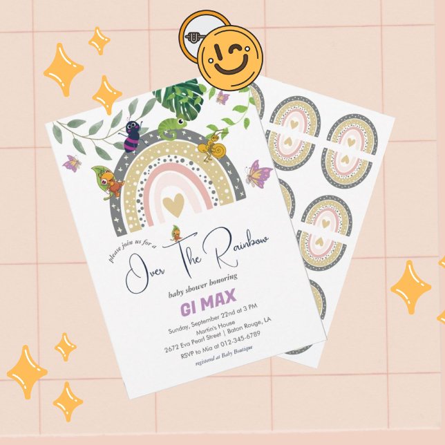 Invitation La Jungle Au-Dessus Du Baby shower Arc-En-Ciel (Créateur téléchargé)