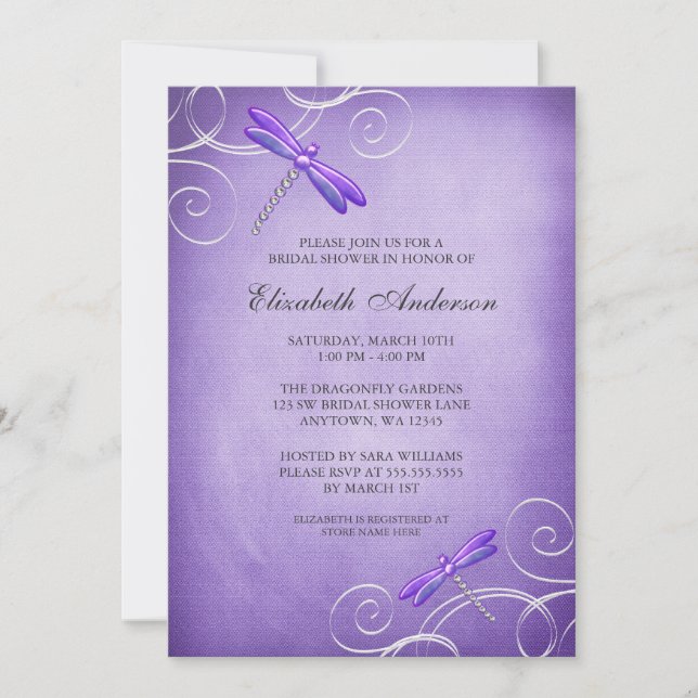 Invitation La libellule pourpre tourbillonne Fête de la (Devant)