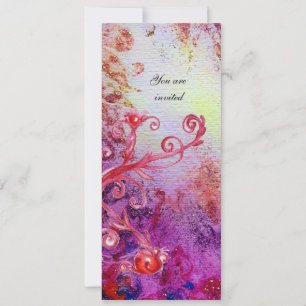 INVITATION LA MAGIE ROUGE TOURNE EN ÉTOILES JAUNE POURPRE OR