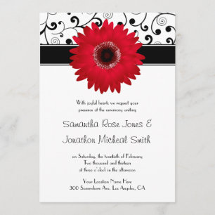 Invitation La marguerite rouge de Gerbera avec le Mariage de 