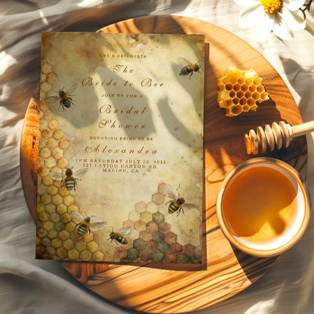Invitation La mariée à être un nid d'abeille rustique (Créateur téléchargé)