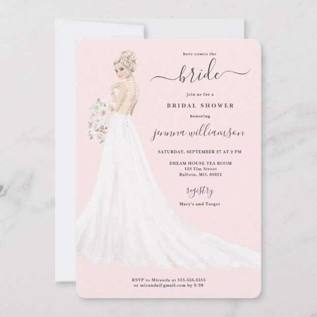 Invitation La mariée à la Fête de l'mariée Lace Gown (Devant)