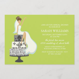 Invitation La mariée de Chartreuse sur le gâteau Mariage