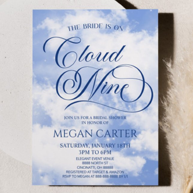 Invitation La Mariée Est Sur Cloud Neuf Fête des mariées (Créateur téléchargé)