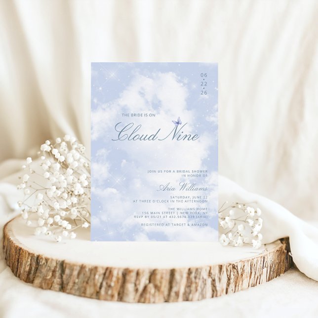 Invitation La Mariée Est Sur Cloud Neuf Fête des mariées Élég (Créateur téléchargé)