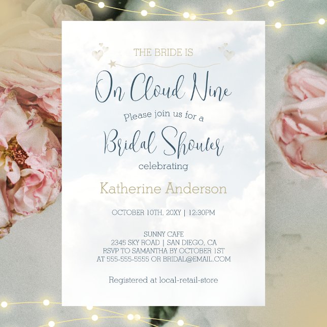 Invitation La mariée est sur le nuage neuf élégante Fête des  (Créateur téléchargé)