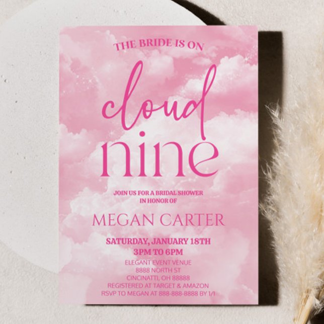 Invitation La Mariée Est Sur Nuage Neuf Fête des mariées Rose (Créateur téléchargé)