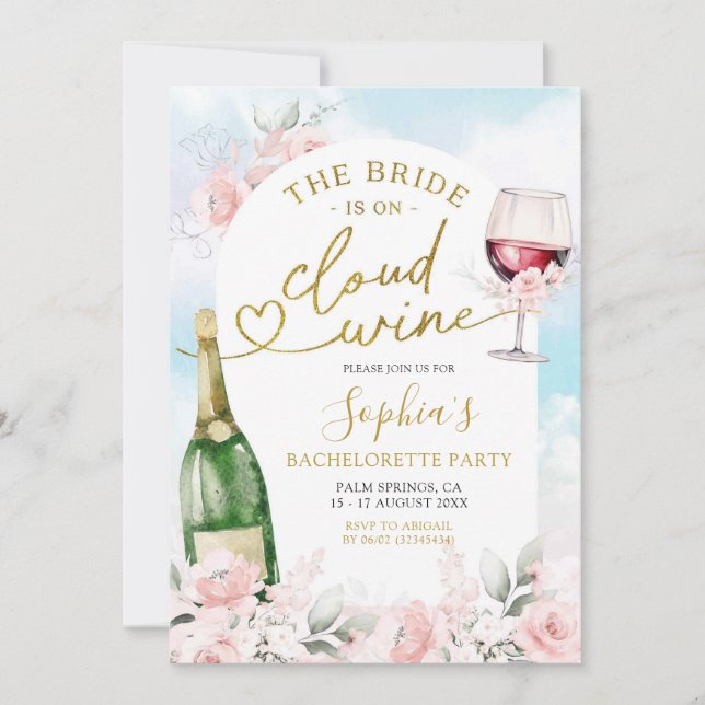 Invitation La mariée est sur un itinéraire de fête de bachelo (Devant)