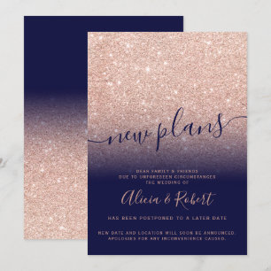Invitation la marine de la parties scintillant Rose de l' or