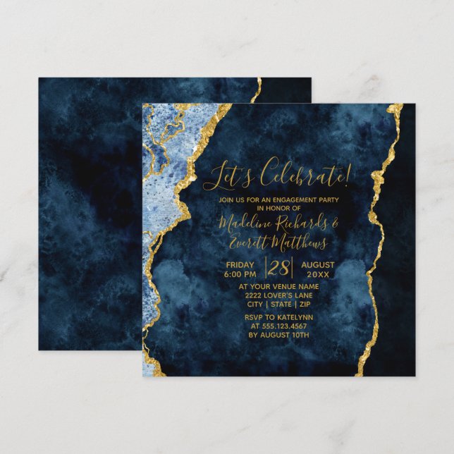 Invitation La Marine Fêtons l'invitation de la fête d'engagem (Devant / Derrière)