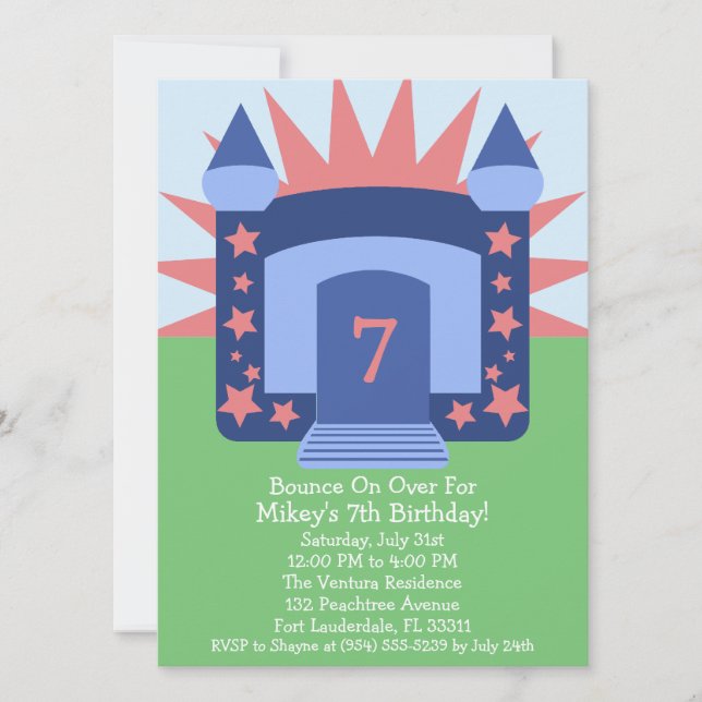 Invitation La Marine Rebondit Sur Le Bounce House Anniversair (Devant)