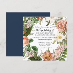 Invitation La marine rougissent le mariage floral botanique