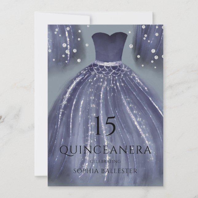 Invitation La Marine Sous La Robe De Sirène De Mer Quinceaner (Devant)