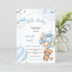 INVITATION LA MEILLEURE BLEUE, BROWN ET OURS BÉBÉ BABY BABYSH