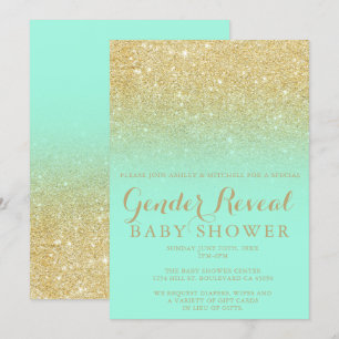 Invitation La menthe à la parties scintillant d'or, le sexe m