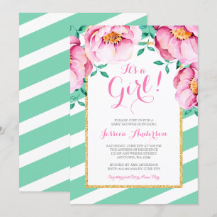 Invitation La menthe barre le baby shower floral d'aquarelle