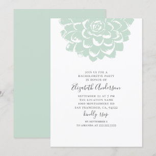 Invitation La menthe est succulente. Bachelorette moderne cac