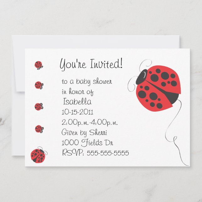 Invitation La mère Ladybug et le bébé Ladybug Baby shower Inv (Devant)