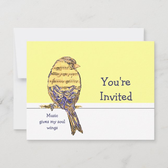 Invitation La musique donne mes ailes d'âme Bird Party (Devant)
