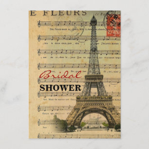 Invitation la musique vintage note Tour Eiffel de Paris de