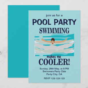 Invitation La natation me rend plus cool Fête de piscine