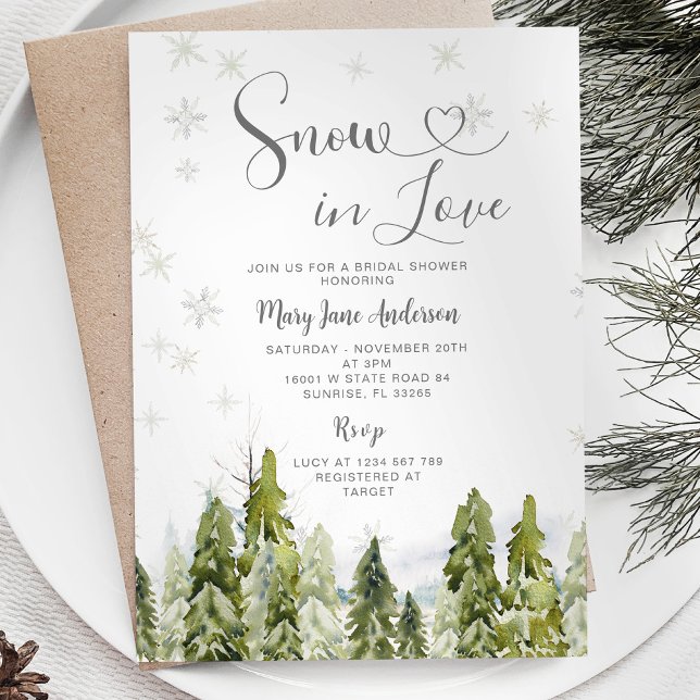 Invitation La neige en amour Fête des mariées des arbres d'hi (Créateur téléchargé)