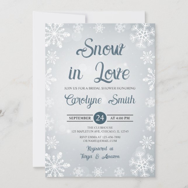 Invitation La neige en amour Les flocons de neige Fête des ma (Devant)