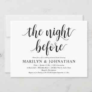 Invitation La Nuit Avant, Dîner de Répétition de Mariage Mode