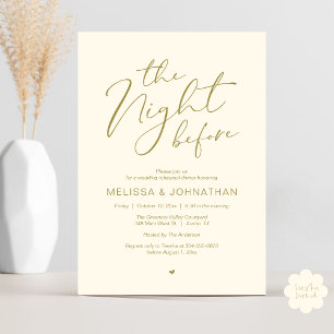 Invitation La nuit avant la fête de répétition Mariage romant