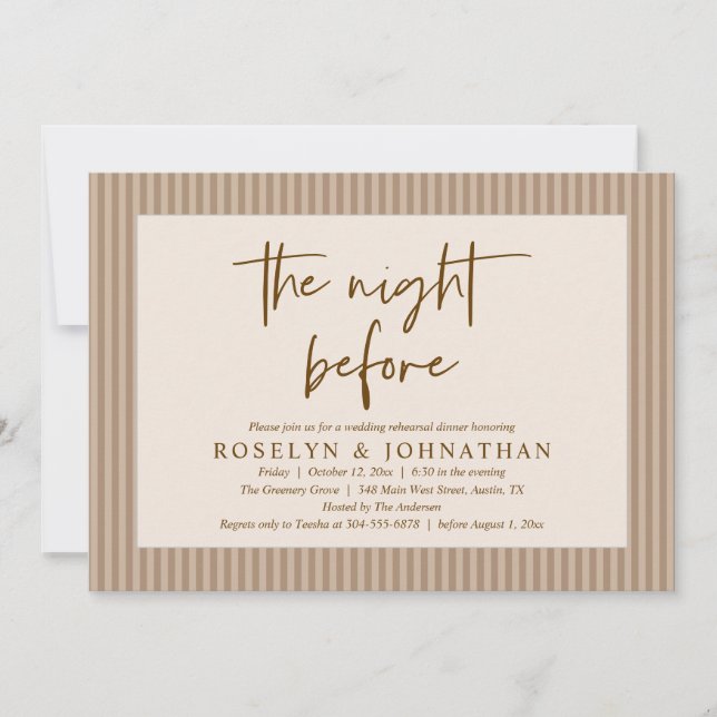 Invitation La nuit avant la répétition classique du Mariage n (Devant)