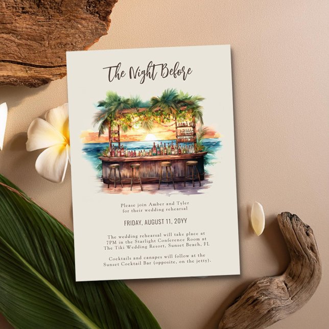 Invitation La Nuit Avant La Répétition De Mariage De Sunset B (The Night Before Rehearsal Invite from the Sunset Beach Wedding Collection by Darling & May)