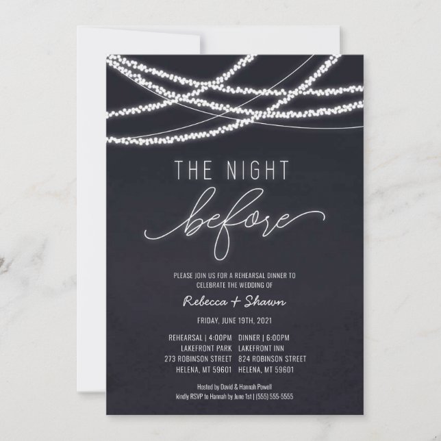 Invitation La Nuit Avant Le Dîner De La Répétition Mariage (Devant)