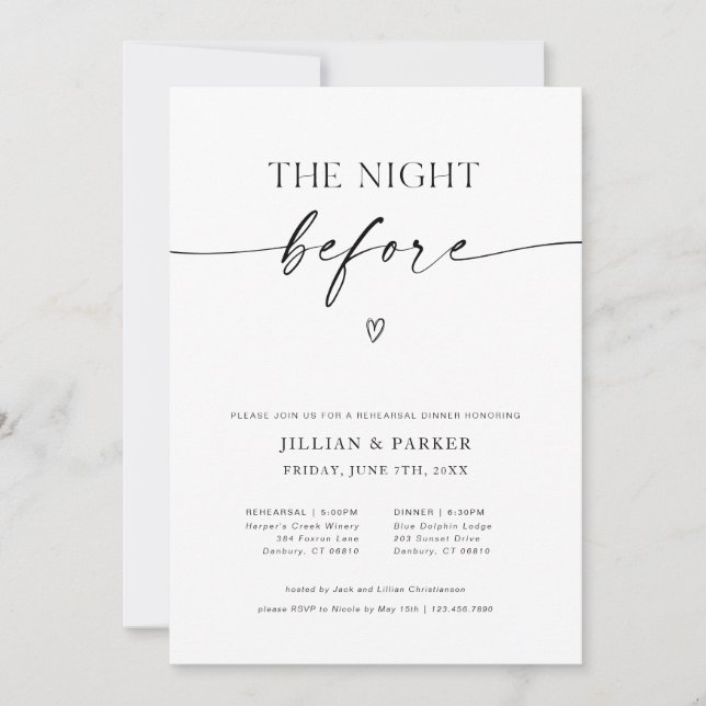 Invitation La Nuit Avant Le Dîner De La Répétition Mariage (Devant)