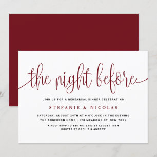 Invitation La Nuit Avant Le Dîner De Répétition De Bourgogne