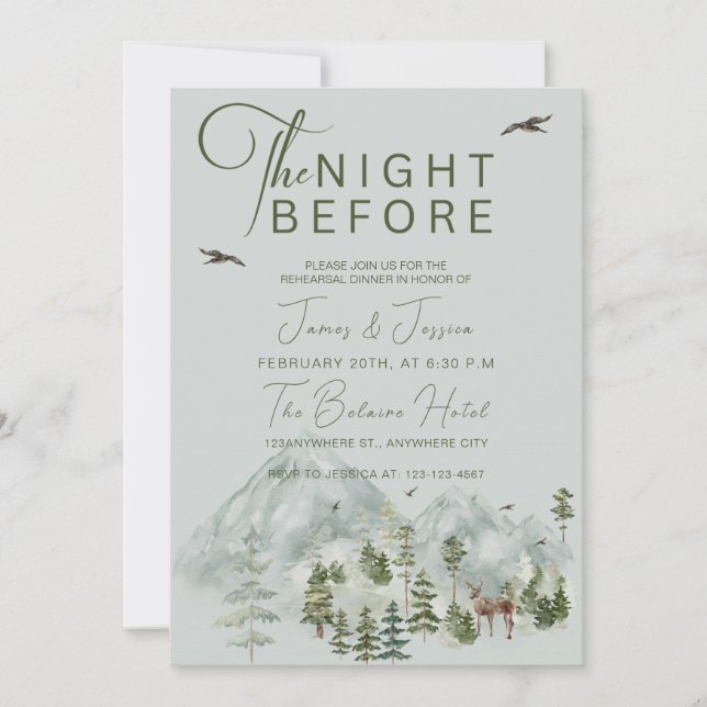 Invitation La nuit avant le dîner de répétition des Mariages  (Devant)