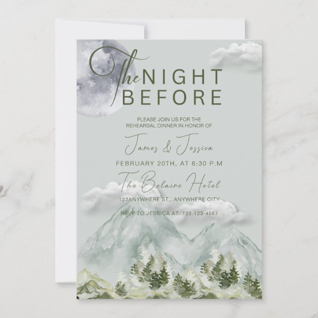 Invitation La nuit avant le dîner de répétition des Mariages  (Devant)