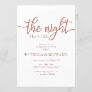 Invitation La Nuit Avant Le Dîner De Répétition D'Or Simple R