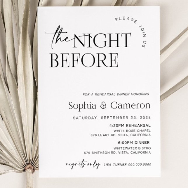 Invitation La Nuit Avant Le Dîner De Répétition Invitation, M (Créateur téléchargé)