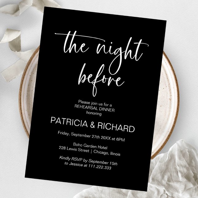 Invitation La Nuit Avant Le Dîner De Répétition Noir Et Blanc (Créateur téléchargé)