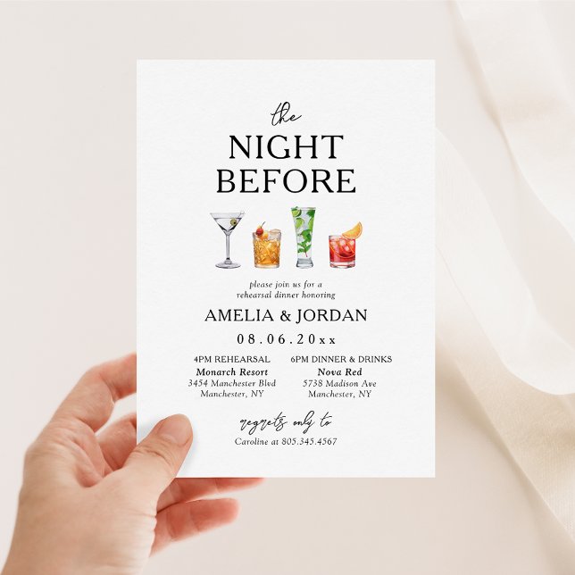 Invitation La Nuit Avant Le Dîner Répétition & Boissons Invit (Créateur téléchargé)