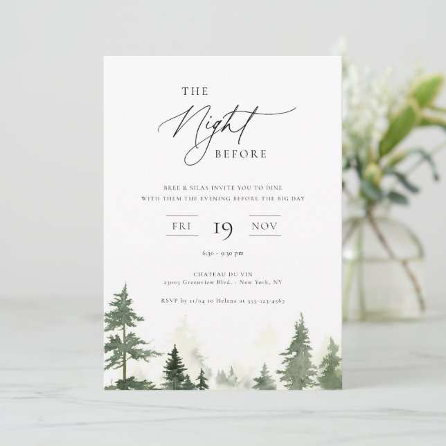 Invitation La Nuit Avant Les Pins De Forêt Sauvage (Debout devant)
