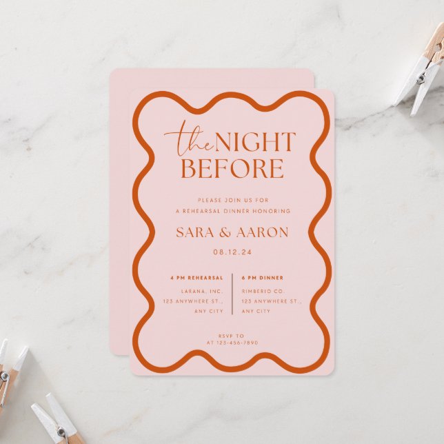 Invitation La Nuit Avant L'Invitation De La Répétition (Devant/Arrière en situation)