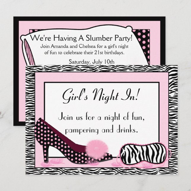 Invitation La nuit de la fille en partie de PJ (Devant / Derrière)