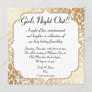 Invitation La Nuit des Filles Florales Blanches Métalliques