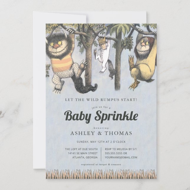 Invitation Là où les choses sauvages sont l'arrosage de bébé (Devant)