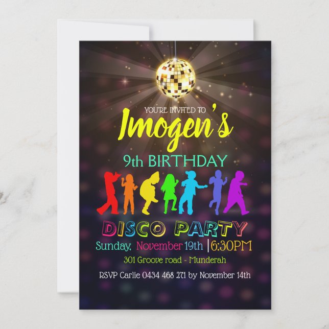 Invitation La partie de danse de disco personnalisent (Devant)