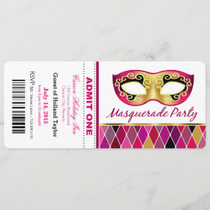 Invitation La partie de mascarade admettent un fuschia du