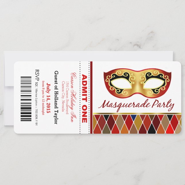 Invitation La partie de mascarade admettent un rouge du (Devant)